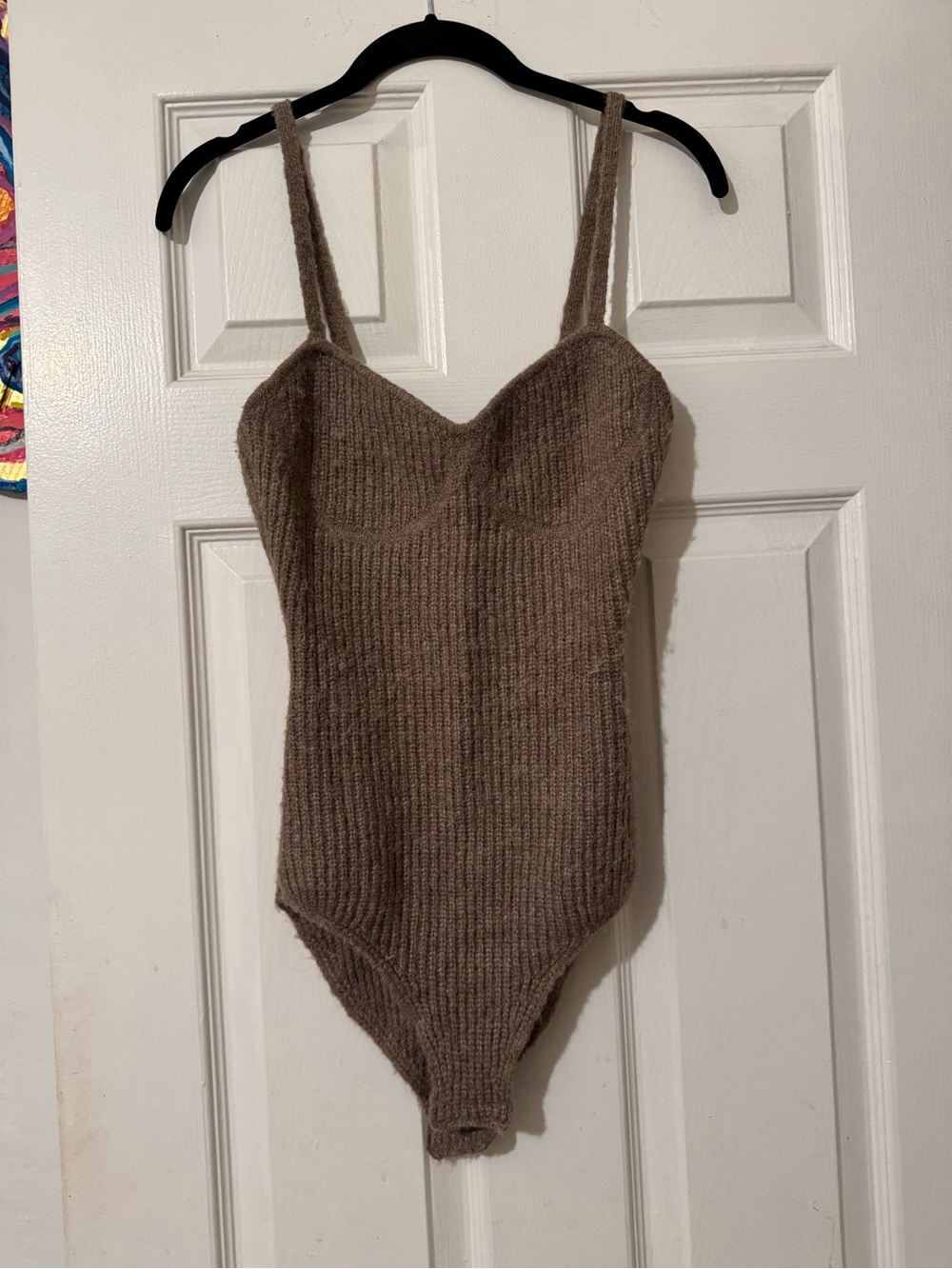 Zara Brown Knit Ribbed Bodysuit